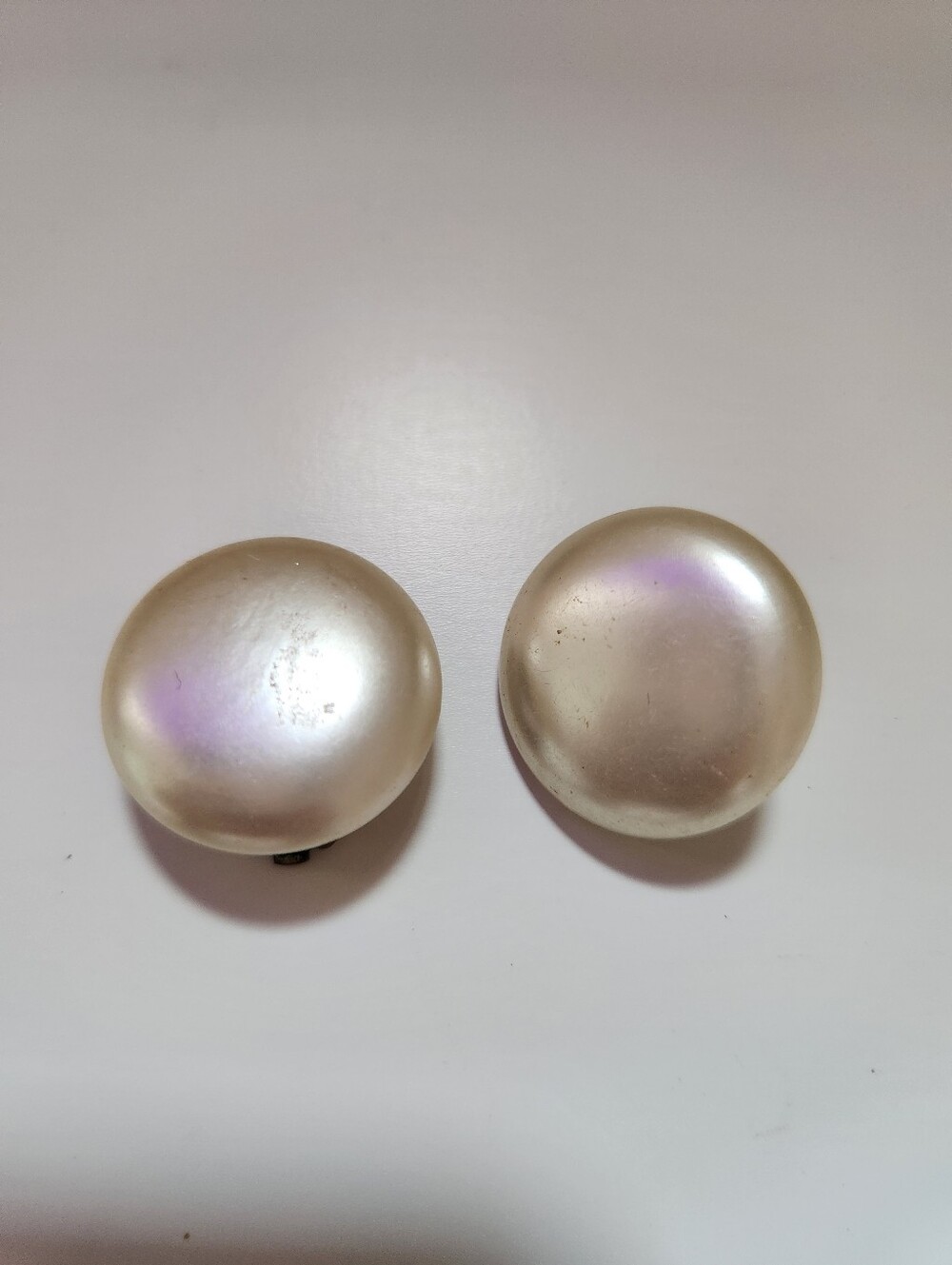 Vintage Japan Faux Pearl Dome Clip On Earrings Large Statement Classic